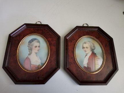 Alte Miniatur Malerei 2 x mini Portraits