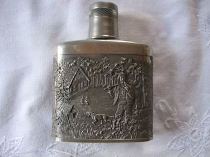 Zinn Flasche Flachmann Zinnflasche Jagd Waidmann Pewter Bottle - turnthetime.de