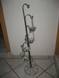 wunderschöner Teelichtständer Glas Metall, Ständer für Teelichter Höhe 92 cm Kerzen, Dekoration Deco