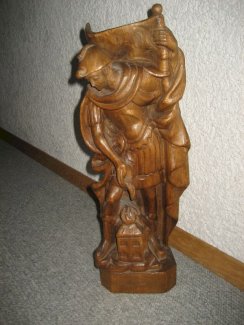 Holz-Statue Holz-Figur heiliger Florian Schutzpatron Feuerwehr Holzfigur geschnitzt 45 cm Unikat