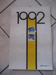 Postdienst Kalender von 1992 mit Briefmarken - Neuwertig Sammler Marken Post