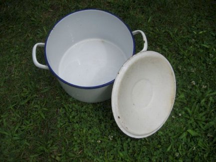 uralter emaillierter Kochtopf mit Deckel Topf Blumen-Übertopf Garten Deco Dekoration wasserdicht