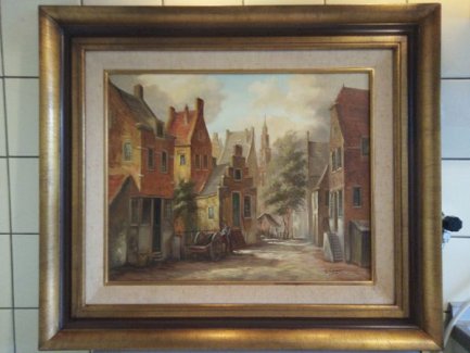 Zu verkaufen schönes Gemälde, Stadtbild mahler F. J. schreuder, Niederlände! - turnthetime.de