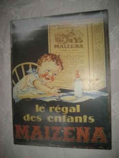 Maizena Metallbild "le regal des enfants" Vintage Werbung Schild Werbe-schild Blechschild