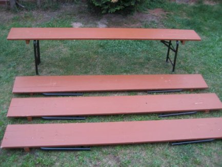 4 stabile Bänke von einer Bierzeltgarnitur, Sitzbank, Bank - turnthetime.de